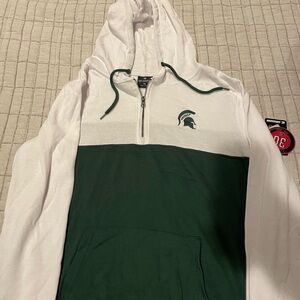 Michigan State Spartans Colosseum White and Green Zip-Up womens Sweater